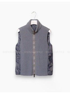 Brunello Cucinelli Cashmere Vest Jacket Reversible Monili Sleeveless Gray XS